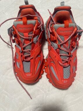 Balenciaga Orange Gray Layered Track Sneakers